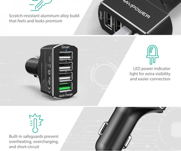 Автомобильное зарядное устройство RAVPower RP-VC003